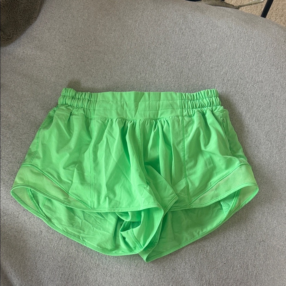 Lululemon neon green 2.5 Hotty hot shorts